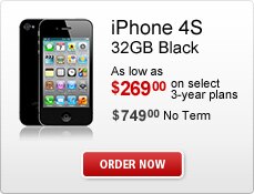 iPhone 4S 32GB Black As low as $269.00 on select 3-year plans. $749.00 No Term. ORDER NOW