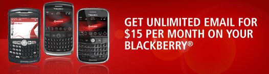 GET UNLIMITED EMAIL FOR $15 PER MONTH ON YOUR BLACKBERRY(R)