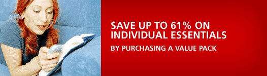 Save up to 62% on Individual Essentials by purchasing a Value Pack