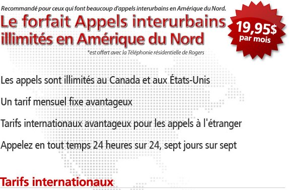 Appels interurbains illimités en Amérique du Nord