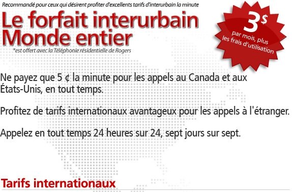 Forfait interurbain Monde entier