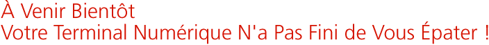À VENIR BIENTÔT. VOTRE TERMINAL NUMÉRIQUE N'A PAS FINI DE VOUS ÉPATER !