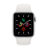 A side view of the Apple Watch Series 4 in Silver.
