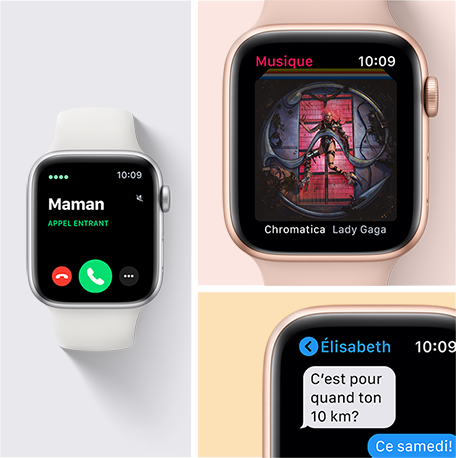 Répondez à vos appels, envoyez des messages texte, utilisez Siri et bien plus avec Apple Watch SE.