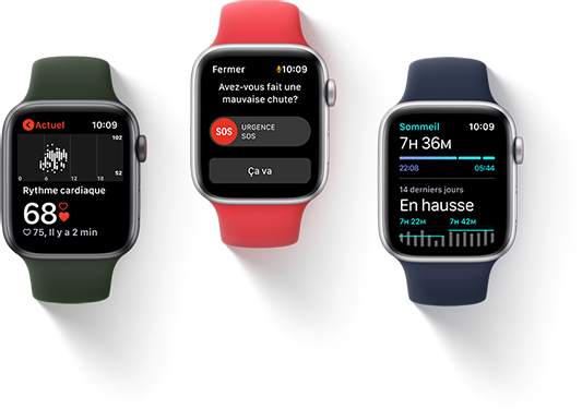 Mesurez votre rythme cardiaque, contactez les services d’urgence et faites le suivi de votre sommeil avec Apple Watch SE.