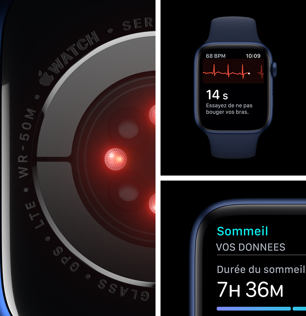 Apple Watch Series 6 vous aide à mesurer votre oxygène sanguin, votre pouls et la qualité de votre sommeil.