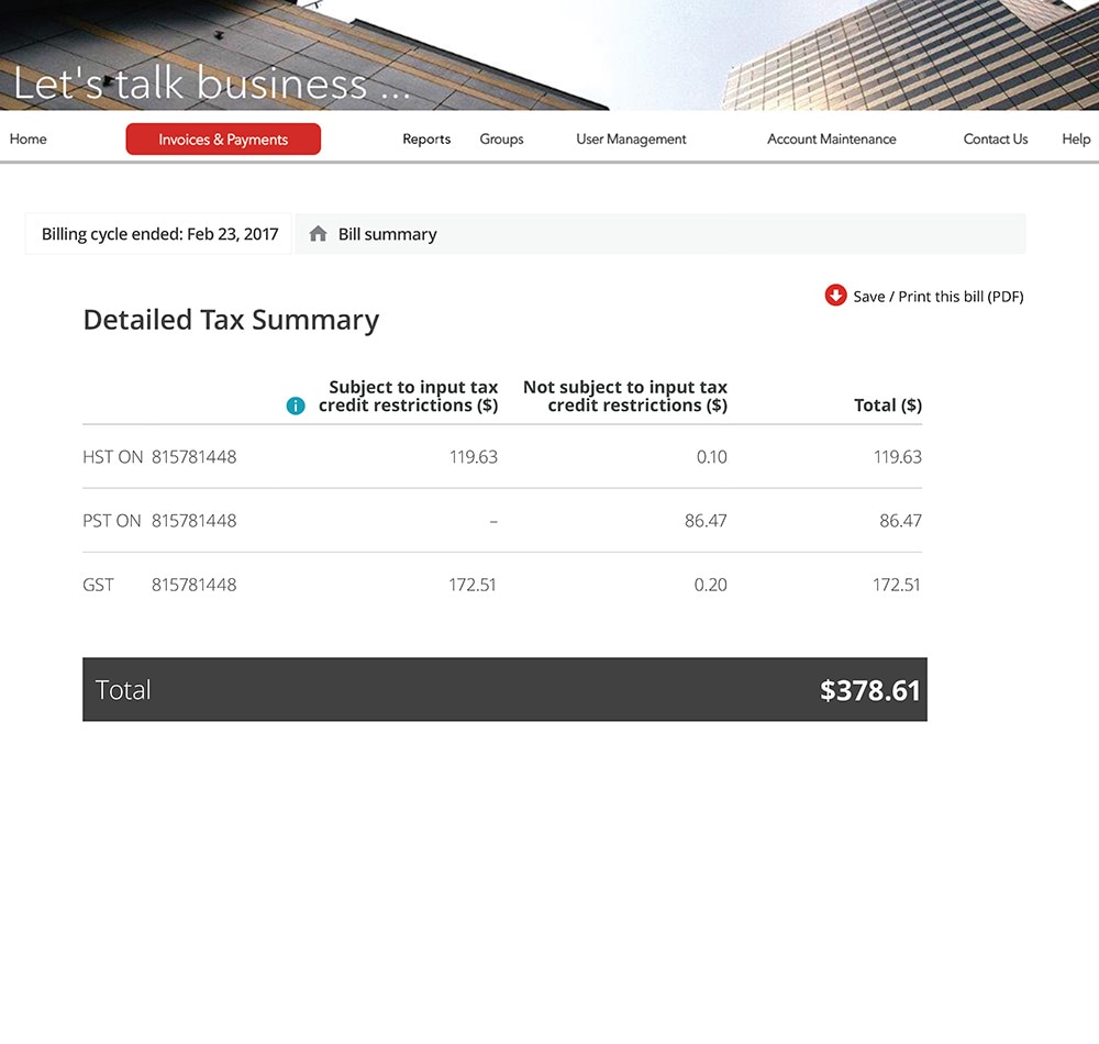 Online Bill Enhancements | Rogers for Enterprise