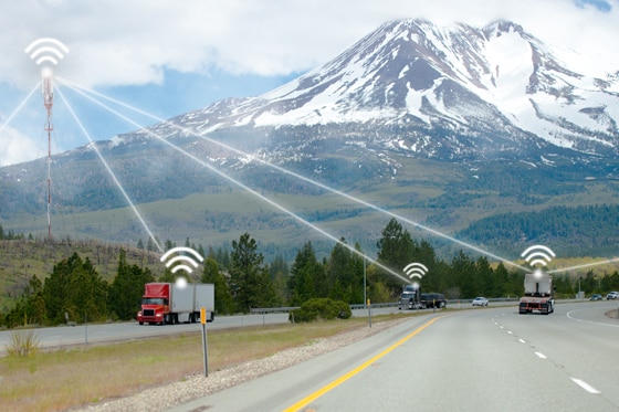 LTE-M network technology used for managing a fleet of trucks on a highway