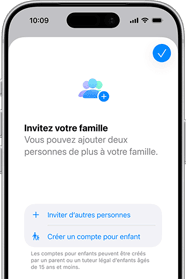Écran d’invitation des membres de la famille