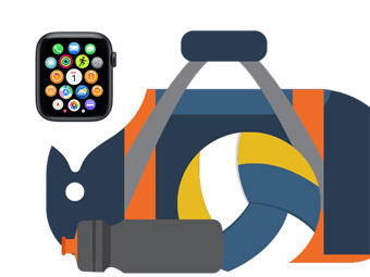 Illustration d’une Apple Watch trouvée dans un sac de gym grâce à l’app Localiser