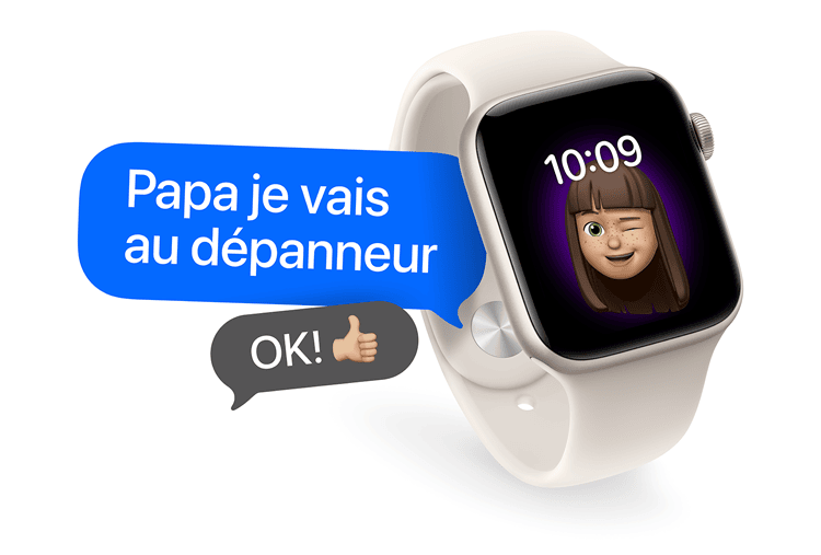 Apple Watch avec un Memoji de jeune fille sur le cadran