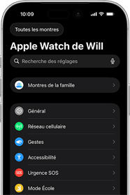 Écran du compte Apple de l’enfant
