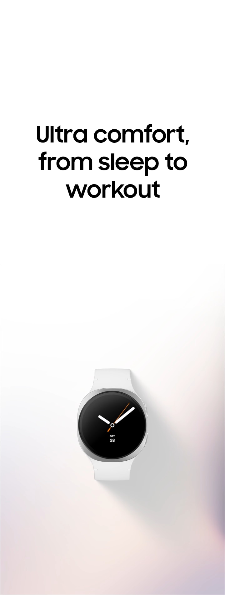 The text Galaxy AI and its icon. Galaxy Watch8 is resting on soft fabric, with its screen showing a sleep icon, Sleep score of 92 and the word Excellent.